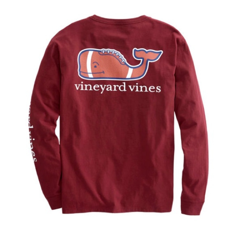 Vineyard Vines Football Whale Long-Sleeve Pocket Tee